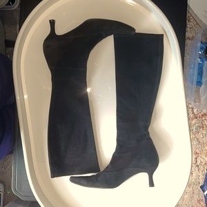 Gorgeous Stuart Weitzman Knee High Stretch Suede Tall Heel Boots black 7.5 M